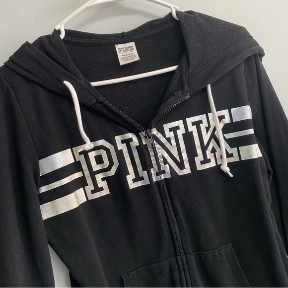 PINK VICTORIA'S SECRET FULL ZIP HOODIE - SMALL - Picture 2 of 8